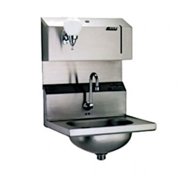 Eagle Group HSA-10-FDPE Electronic Hand Sink with Gooseneck Faucet, P-Trap, Tail Piece, Basket Drain, and Soap Dispenser