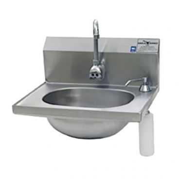 Eagle Group HSA-10-FE-B-DS Wall Mount Hand Sink with Gooseneck Faucet, Soap Dispenser, and Basket Drain