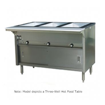 Eagle HT4CB-NG 63-1/2” Spec-Master Four-Well Natural Gas Hot Food Table with Enclosed Base and Sliding Doors - 14,000 BTU