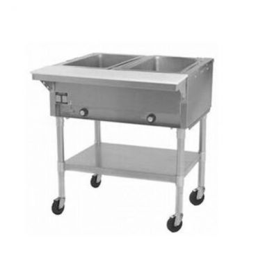 Eagle PDHT2-208 35-1/2” Portable Two-Pan Electric Dry Hot Food Table With Open Galvanized Base - 208V