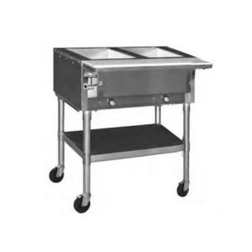Eagle SPDHT2-120 35-1/2” Stainless Steel Portable Two-Well Electric Dry Hot Food Table With Open Base - 120V