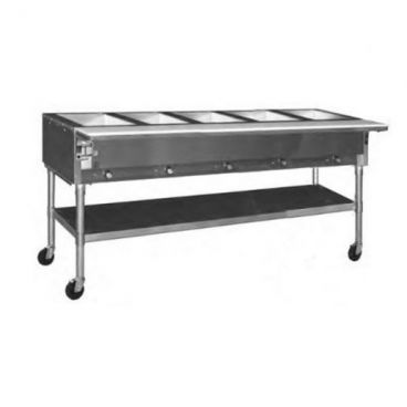 Eagle SPDHT5-208-3 81-1/2” Stainless Steel Portable Five-Well Electric Dry Hot Food Table With Open Base - 208V