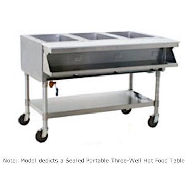 Eagle SPHT2-120 35-1/2” Sealed Portable Two-Well Electric Hot Food Table With Undershelf -120V
