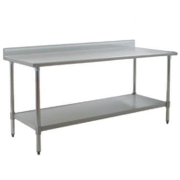 Eagle Group T2460SE-BS 24" x 60" Stainless Steel Work Table with Undershelf and 4 1/2" Backsplash