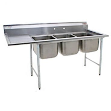 Eagle Group 314-24-3-18L Three Compartment Stainless Steel Commercial Sink w/ Left Sided Drainboard - 98-3/4"