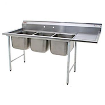 Eagle Group 314-24-3-18R Three Compartment Stainless Steel Commercial Sink w/ Right Sided Drainboard - 98-3/4"