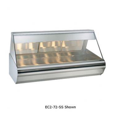 Alto-Shaam EC2-72/PL-SS 72" Stainless Steel Left Side Self Service Countertop Heated Display Case With Angled Glass, 120V/208-240V