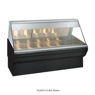 Alto-Shaam EC2SYS-72/P-BLK 72" Black Full Length Self Service Heated Display Case With Base And Angled Glass, 120V/208-240V