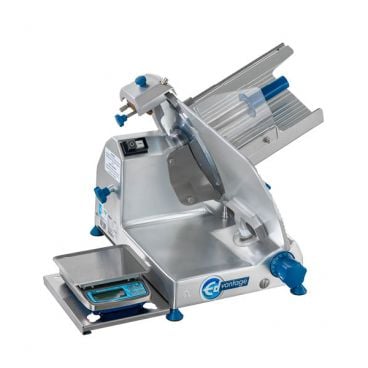 Edlund Edvantage EDV-12 31300 27-3/4” Compact Electric Slicer With 12” Diameter Carbon Steel Blade and Tritan Hand Guard, 115 Volts - 1/2 HP