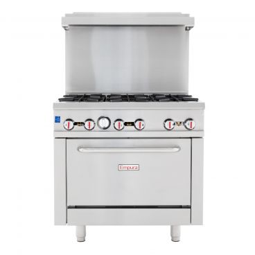 Empura EGR-36 36" Stainless Steel Commercial Gas Range with Oven, 6 Burners - Natural Gas, 211,000 BTU