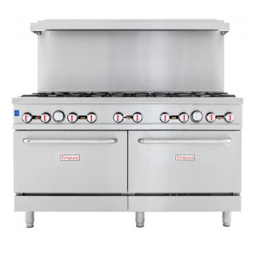 Empura EGR-60 60" Stainless Steel Commercial Gas Range with Two Ovens, 10 Burners - Natural Gas, 360,000 BTU