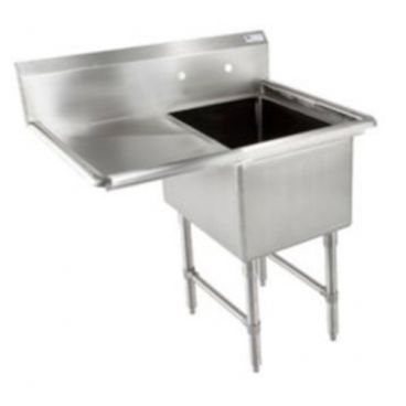Empura BPS-1818-1-18L-FC 38 1/2" Wide 1 Compartment 16/304 Stainless Steel Sink With 18" x 18" x 14" Deep Bowl And One 18" Left Side Drainboard