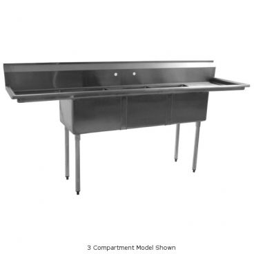 Empura BPS-1818-1-18R-FE 38 1/2" Wide BPFE Series 1 Compartment 18/304 Stainless Steel Sink With 18" x 18" x 12" Deep Bowl And One 18" Right Side Drainboard