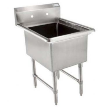 Empura BPS-1818-1-FC 23" Wide 1 Compartment 16/304 Stainless Steel Sink With 18" x 18" x 14" Deep Bowl Without Drainboard