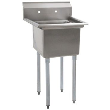 Empura BPS-1818-1-FE 23" Wide BPFE Series 1 Compartment 18/304 Stainless Steel Sink With 18" x 18" x 12" Deep Bowl Without Drainboard