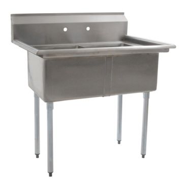Empura BPS-1836-2-FE 41" Wide BPFE Series 2 Compartment 18/304 Stainless Steel Sink With 18" x 18" x 12" Deep Bowls Without Drainboard