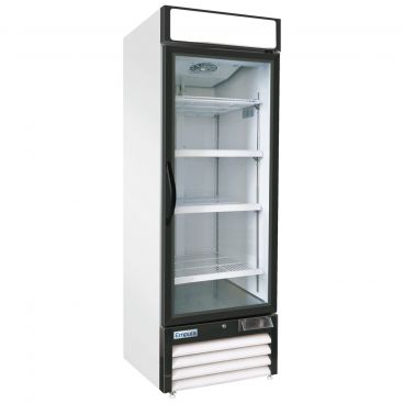 Empura E-EGM-23FW White 26 4/5" Wide 1-Section Insulated Triple-Pane Self-Closing Glass Door Freezer Merchandiser, 115V