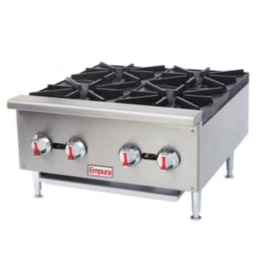 Empura EHP-4 24" Stainless Steel Heavy Duty Natural Gas Hot Plate with Four Burners, 100,000 BTU