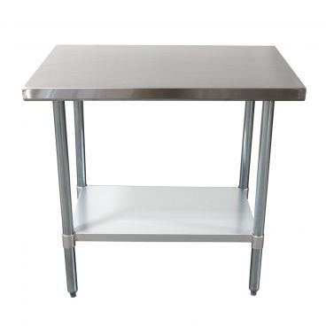 Empura 36" x 24" 18-Gauge 430 Stainless Steel Commercial Work Table with Flat Top Galvanized Legs and Undershelf