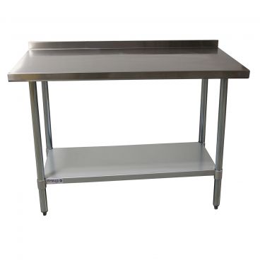 Empura 36" x 24" 18-Gauge 430 Stainless Steel Commercial Work Table with 2" Backsplash Galvanized Legs and Undershelf