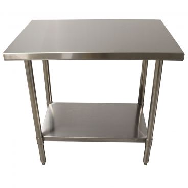 Empura 48" x 30" 16-Gauge 304 Stainless Steel Commercial Work Table with Flat Top plus 430 Stainless Steel Legs and Undershelf