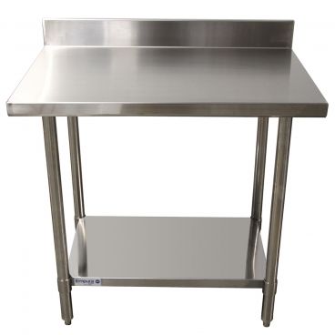 Empura 72" x 24" 16-Gauge 304 Stainless Steel Commercial Work Table with 4" Backsplash plus 430 Stainless Steel Legs and Undershelf