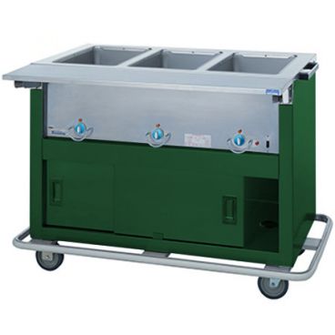 Duke EP-3-CBPG-217127 Thurmaduke 46" Fence Green Standard Portable Electric Steamtable With 3 Stainless Steel Sealed Heat Wells, 2,250 Watts