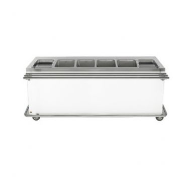 Duke EP-6-CBPG-217105 Thurmaduke 88" Bright White Standard Portable Electric Steamtable With 6 Stainless Steel Sealed Heat Wells, 4,500 Watts