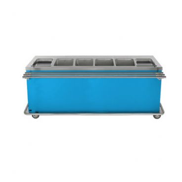 Duke EP-6-CBPG-217120 Thurmaduke 88" Sky Blue Standard Portable Electric Steamtable With 6 Stainless Steel Sealed Heat Wells, 4,500 Watts