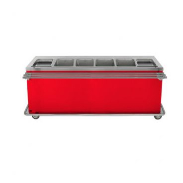 Duke EP-6-CBPG-217154 Thurmaduke 88" Racing Red Standard Portable Electric Steamtable With 6 Stainless Steel Sealed Heat Wells, 4,500 Watts
