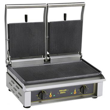 Equipex MAJESTIC_GTB 23" Wide Grooved Top And Grooved Bottom Cast Iron Plate Sodir-Roller Grill Commercial Panini Grill, 208/240V 4000 Watts