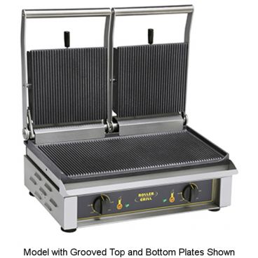 Equipex MAJESTIC_STB 23" Wide Smooth Top And Smooth Bottom Cast Iron Plate Sodir-Roller Grill Commercial Panini Grill, 208/240V 4000 Watts