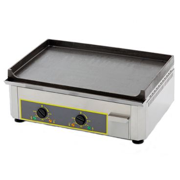 Equipex PSE-600/1 Thermostatic 24” Wide Electric Countertop Griddle/Plancha With Cast Iron Plate And Two Cooking Zones - 120V, 1.8kW