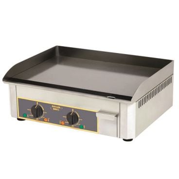 Equipex PSSE-600/1 Thermostatic 24” Wide Electric Countertop Griddle/Plancha With Enameled Steel Plate And Two Cooking Zones - 120V, 1.8kW