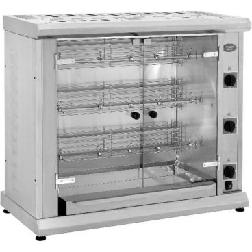 Equipex RBE-12 Vista 37" Wide 3-Spit 12-Bird Capacity Sodir-Roller Grill Commercial Rotisserie Roaster With Tinted Safety Glass, 208/240V 3-phase 6600 Watts