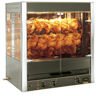 Equipex RBE-25 Ritz 34" Wide 5-Basket Carousel 25-Bird Capacity Sodir-Roller Grill Commercial Pass-Thru Rotisserie Roaster With Tinted Safety Glass, 208/240V 3-phase 9500 Watts