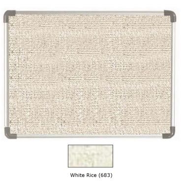 Aarco ERV1824683 18" x 24" White Rice Colored Burlap Weave Vinyl Surface Radius Corner Bulletin Board With Aluminum Frame