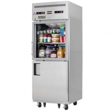 Everest Refrigeration EGSDH2 29-1/4" One Section Glass/Solid Half Door Upright Reach-In Dual Temperature Refrigerator/Freezer Combo
