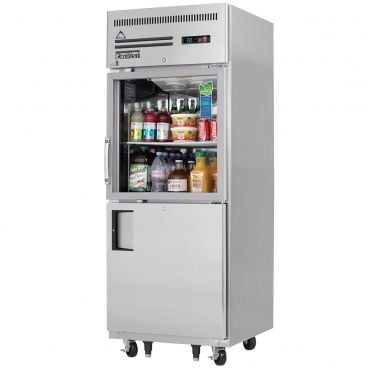 Everest Refrigeration EGSH2 29-1/4" One Section Glass/Solid Half Door Upright Reach-In Refrigerator - 23 Cu. Ft.