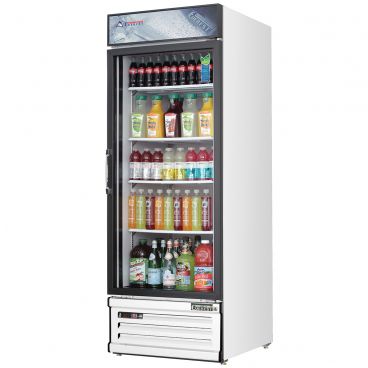 Everest Refrigeration EMGR24 28-3/8" White Single Swing Glass Door Merchandiser Refrigerator - 25 Cu. Ft.