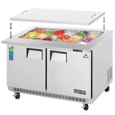Everest Refrigeration EOTP2 47-1/2" Two Section Back Mount Open Top Prep Table - 13 Cu. Ft.