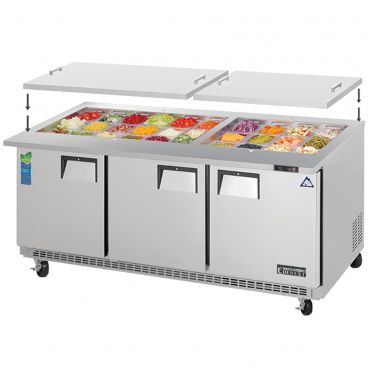 Everest Refrigeration EOTP3 71.125 Inch Three Section Back Mount Open Top Prep Table 19 Cubic Feet