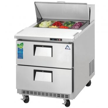 Everest Refrigeration EPBNR1-D2 27-3/4" One Section Two Drawer Back Mount Sandwich Prep Table - 8 Cu. Ft.