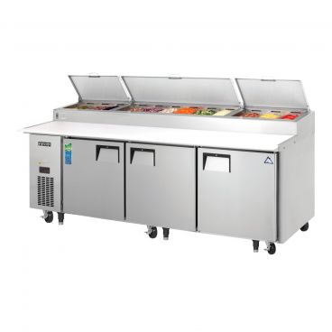 Everest Refrigeration EPPR3 93-1/8" Three Section Side Mount Pizza Prep Table - 30 Cu. Ft.