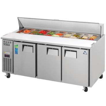 Everest Refrigeration EPR3 71.125 Inch Three Section Side Mount Sandwich Prep Table 21 Cubic Feet