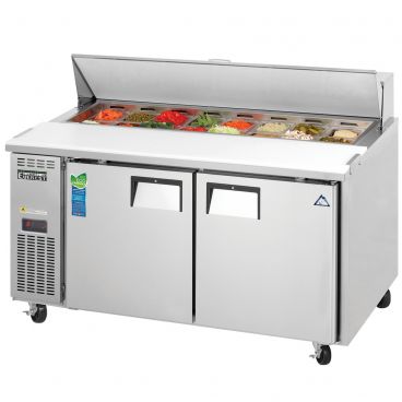Everest Refrigeration EPWR2 59.125 Inch Two Section Side Mount Sandwich Prep Table 17 Cubic Feet