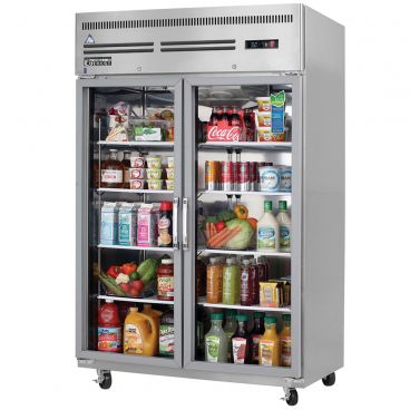 Everest Refrigeration ESGR2 49-5/8" Two Section Glass Door Upright Reach-In Refrigerator - 48 Cu. Ft.