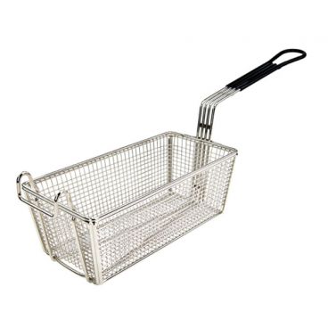 Winco FB-05 Nickel Plated 11" x 5-3/8" Rectangular Fry Basket with Black Handle