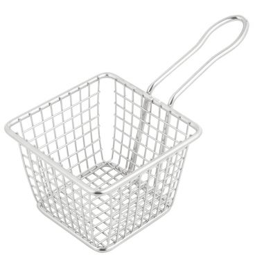 Winco FBM-443S 4" Square Stainless Steel Mini Fry Basket