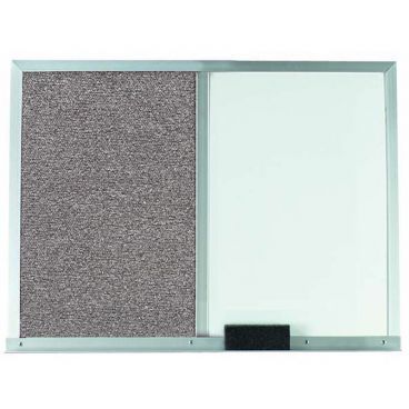 Aarco FDCO1824G 18" x 24" Gray Combination Fabric Tack Board/White Melamine Markerboard With Satin Anodized Aluminum Frame And Full Length Tray